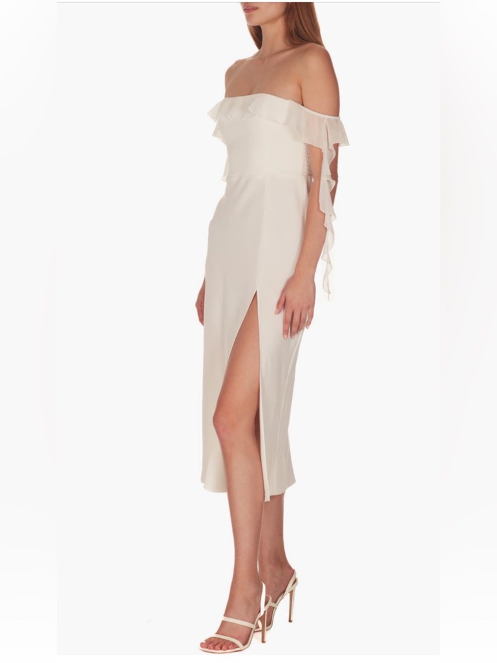 NWT ✨ AMANDA UPRICHARD ‘Copellia Ruffle Off-The-Shoulder Midi Dress’ Small